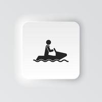 Rectangle button icon Snow motorbike. Button banner Rectangle badge interface for application illustration on neomorphic style on white background vector