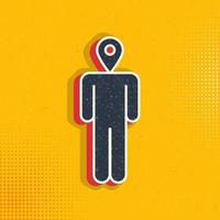 Man, location pop art, retro icon. Vector illustration of pop art style on retro background