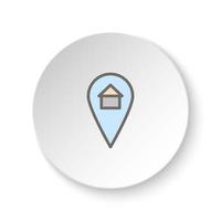 Round button for web icon, global, location, map. Button banner round, badge interface for application illustration on white background vector