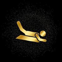 Sledding gold, icon. Vector illustration of golden particle on gold vector background