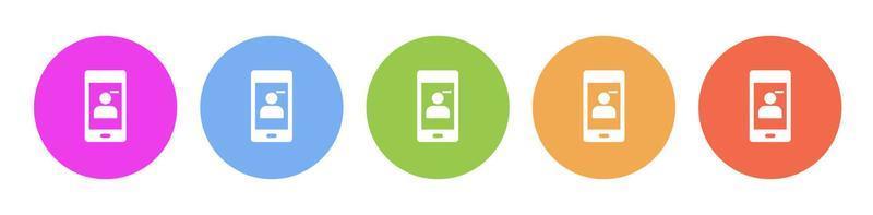 Multi colored icon phone contact remove. Button banner round badge interface for application illustration on white background vector