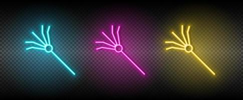 garden, rake, tool vector icon yellow, pink, blue neon set. Tools vector icon on dark transparency background