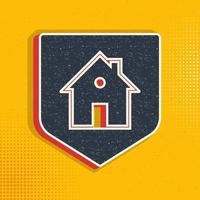 Home, insurance, property, shield pop art, retro icon. Vector illustration of pop art style on retro background