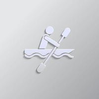 Canoe, tray paper style, icon. Grey color vector background- Paper style vector icon.