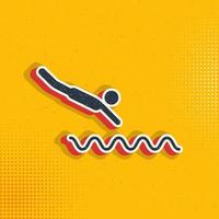 Swimming jump pop art, retro icon. Vector illustration of pop art style on retro background