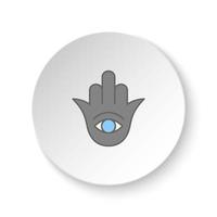 Round button for web icon, Hamsa symbol. Button banner round, badge interface for application illustration on white background vector