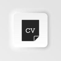 Cv vector icon. Simple element neumorphic style illustration Cv vector icon. Material concept vector illustration.