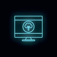 Cloud, cleaning, monitor, neon, icon. Web Development Vector Icon. Element of simple symbol for websites, web design, mobile app, infographics. Line symbol for website design on white background