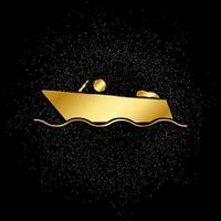 Boat gold, icon. Vector illustration of golden particle on gold vector background