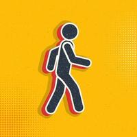 Man, walking pop art, retro icon. Vector illustration of pop art style on retro background