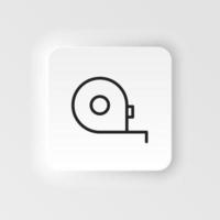 Measuring, tape vector icon. Element of design tool for mobile concept and web apps vector. Thin neumorphic style vector icon for website design on neumorphism white background