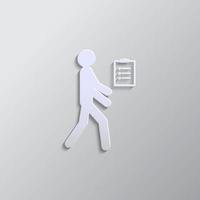 inspection, human paper style icon. Grey color vector background- Paper style vector icon.