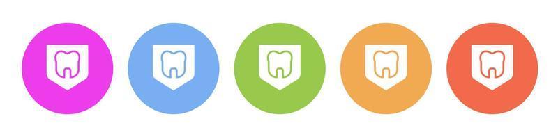 Multi colored flat icons on round backgrounds. Dental, insurance, shield, tooth multicolor circle vector icon on white background