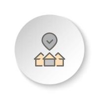 Round button for web icon, buy, house, property, selection. Button banner round, badge interface for application illustration on white background vector