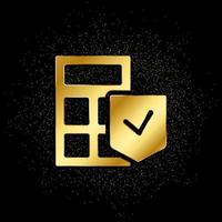 Calk, calculator, insurance gold, icon. Vector illustration of golden particle background . Vector gold background