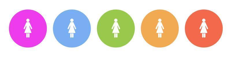 Multi colored flat icons on round backgrounds. Woman multicolor circle vector icon on white background