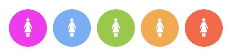 Multi colored flat icons on round backgrounds. Woman multicolor circle vector icon on white background