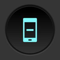 Dark button icon phone minimize minus. Button banner round badge interface for application illustration on darken background vector
