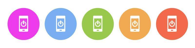 Multi colored icon phone power. Button banner round badge interface for application illustration on white background vector