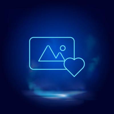 Smoke effect neon style vector icons, like, love, photo neon icon