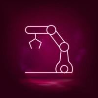 Automate robot, hydraulic arm vector neon icon. Illustration isolated vector sign symbol - Manufacture Robotics icon vector neon - Vector.