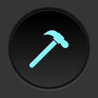 Round button icon Hammer. Button banner round badge interface for application illustration on dark background vector