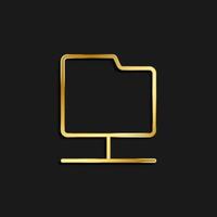 folder, network gold icon. Vector illustration of golden icon on dark background
