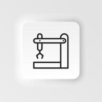 Assemble line, industrial robot icon - Vector neumorphic style vector icon