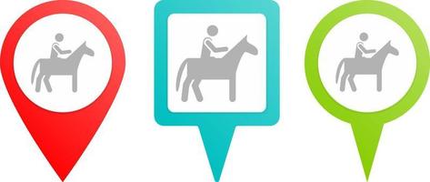 Horse, man pin icon. Multicolor pin vector icon, diferent type map and navigation point.