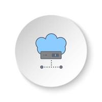 Round button for web icon, cloud, computing. Button banner round, badge interface for application illustration on white background vector