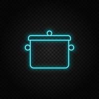 cooking pan neon icon. Blue and yellow neon vector icon. Transparent background