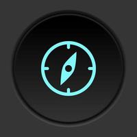 Round button icon Compass. Button banner round badge interface for application illustration on dark background vector