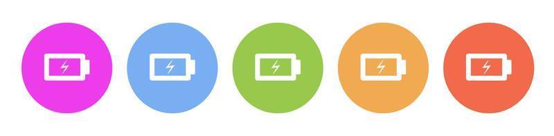 Multi colored icon charge battery. Button banner round badge interface for application illustration on white background vector