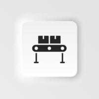 Mass production, conveyor neumorphic style vector icon. Simple element illustration from UI concept. Mass production, conveyor neumorphic style vector icon. Infographic concept on white