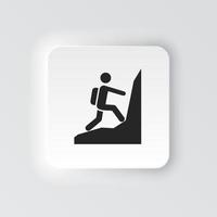 Rectangle button icon Mountain man. Button banner Rectangle badge interface for application illustration on neomorphic style on white background vector