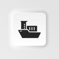 Mass production, sea ship with containers neumorphic style vector icon. Mass production, sea ship with containers neumorphic style vector icon. Infographic concept on white