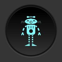 oscuro botón icono robot tecnología. botón bandera redondo Insignia interfaz para solicitud ilustración en oscurecer antecedentes vector