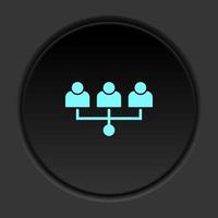 Round button icon, team, users, avatars. Button banner round, badge interface for application illustration on dark background vector