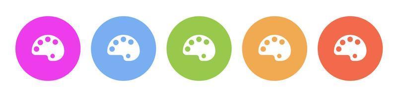 Multi colored flat icons on round backgrounds. Color palette multicolor circle vector icon on white background