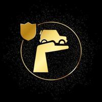 car, insurance gold icon. Vector illustration of golden particle background. Gold vector icon