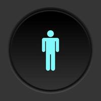 Round button icon Man. Button banner round badge interface for application illustration on dark background vector