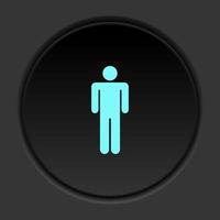 Round button icon Man. Button banner round badge interface for application illustration on dark background vector