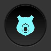 Round button icon Fireguard shield. Button banner round badge interface for application illustration on dark background vector