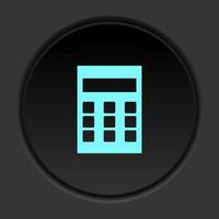 Round button icon Calculator. Button banner round badge interface for application illustration on dark background vector