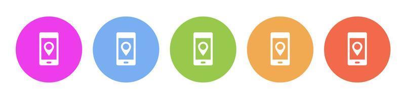 Multi colored icon phone location. Button banner round badge interface for application illustration on white background vector