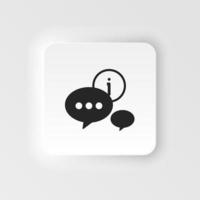 Vector consultation symbol, call center neumorphic icon, information sign. Speech bubbles with write message symbol. call center neumorphic icon on white background