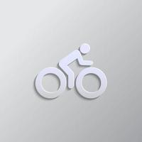 Bike, man paper style, icon. Grey color vector background- Paper style vector icon.