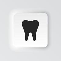 Rectangle button icon Tooth. Button banner Rectangle badge interface for application illustration on neomorphic style on white background vector