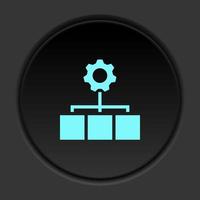 Dark button icon Mass production process. Button banner round badge interface for application illustration on darken background vector