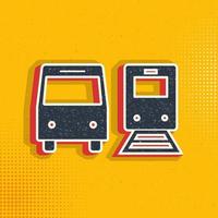 Bus, train pop art, retro icon. Vector illustration of pop art style on retro background